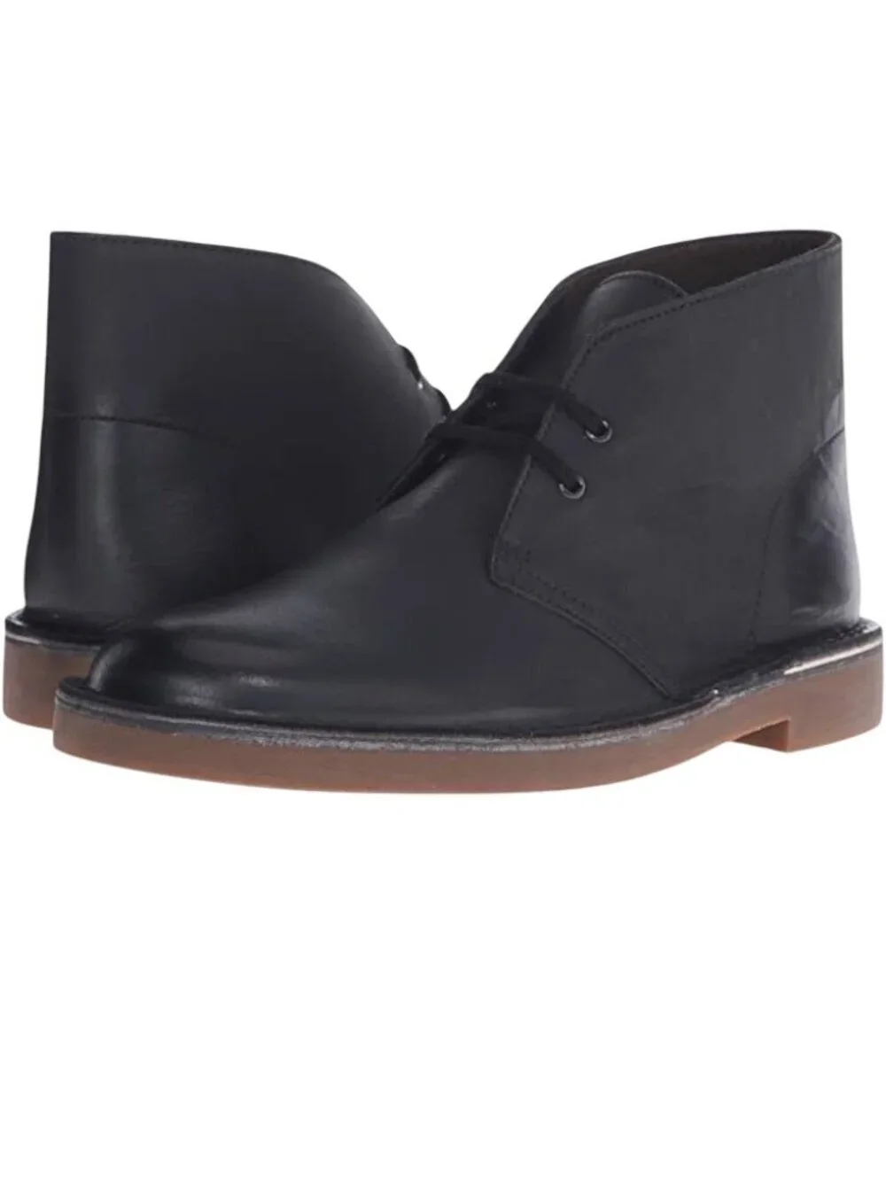 Clarks Mens Black Bushacre 2 Leather Desert Boots Size 11M Casual Lace-Up Shoes